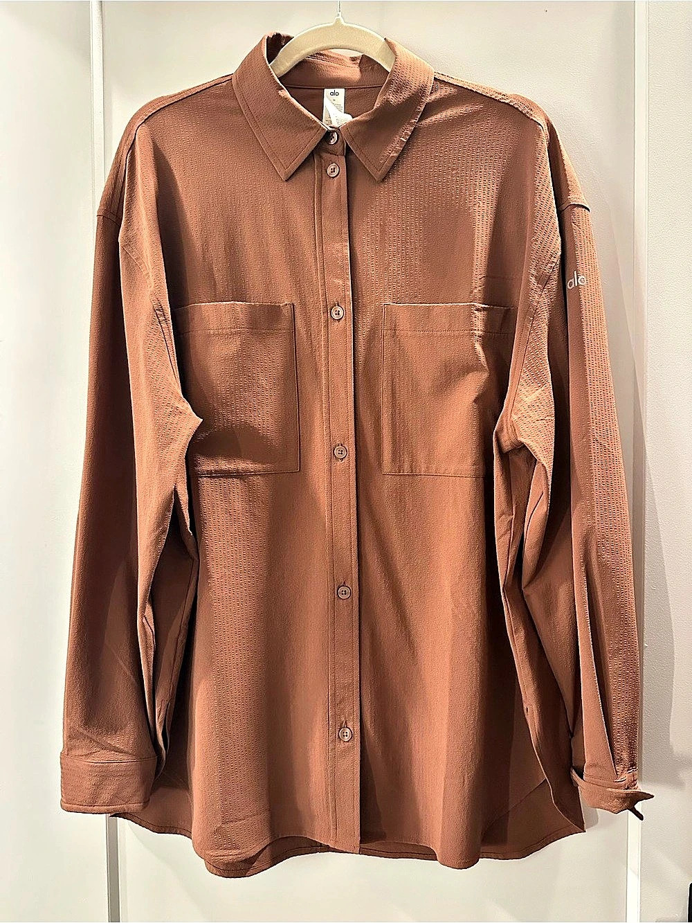 Alo Brown Button Down Shirt Size Medium Like New